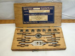 Vintage Bay State Screw Plate Tap & Die Set W/wooden Box Tool A Ns