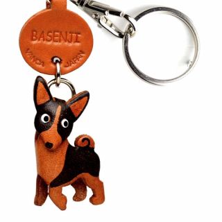 Basenji Handmade 3d Leather Dog Key Chain Ring Vanca Made In Japan 56769