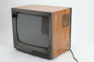 Vintage Crt Tv Sharp Linytron Color Tv Woodgrain 1989 13 " 13rv649 Video Gaming