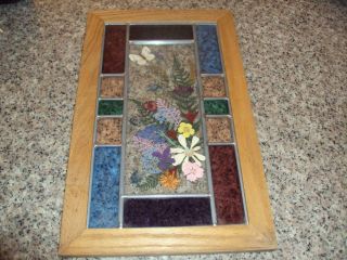 Hand Crafted Stained Glass and Dried Flower Window Hanging ID:55872 2