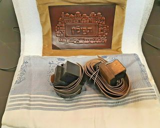 Rare Vtg Tefillin & Brown Velvet Bag & Old Tallit Jewish Judaica 60 