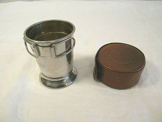 Vintage Home Insurance Company Collapsible Cup W Leather Case