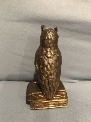 Vintage PM Craftsman Brass Owl Bookend Statue Paperweight Figurine 4.  5” Decor 2