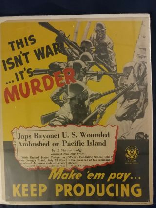 This Isnt War Its Murder 1943 Vintage World War 2 Propaganda Poster