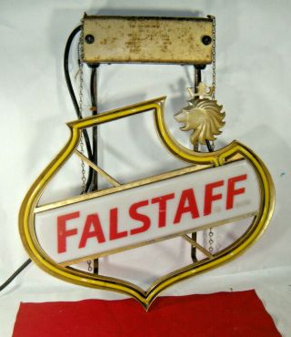 Vintage 1950s Falstaff Beer Neon Light Up Bar Sign Game Room Man Cave