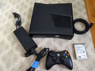 Vintage Microsoft Xbox 360 S Slim Black Console 250gb Hdmi