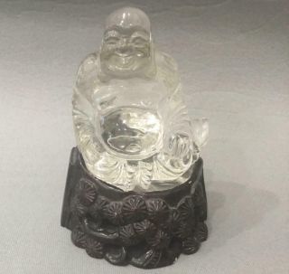 Wonderful Vintage Chinese Carved Rock Crystal Quartz Happy Fat Buddha Nr
