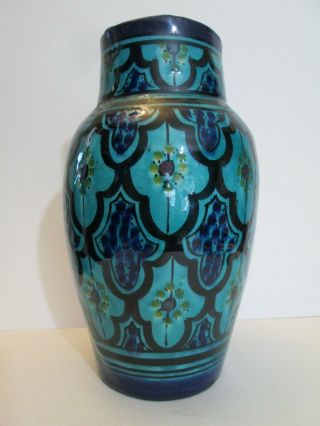 Moroccan Safi Hand Painted Ceramic Pottery Vase Middle East 10”