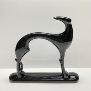 Vintage Royal Haeger Black Greyhound Whippet Sculpture Sleek Mcm Style Modern