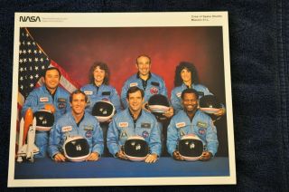 Official Nasa Challenger Mission Crew Photo 8x10 Christa Mcauliffe,  Judy Resnik