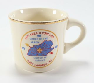 Vtg 1977 Area Ii Conclave Fort Campbell Oa Boy Scouts Of America Coffee Mug Cup