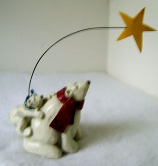 Polar Bear & Cub W/ North Star Statue By Star Stampin 