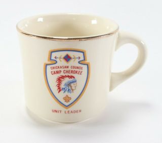 Vintage Unit Leader Chickasaw Camp Cherokee Boy Scouts Of America Coffee Mug Cup