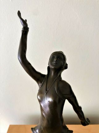 Collectable Rare Vintage Solid Bronze Ballerina Sculpture Figure on Base French? 2