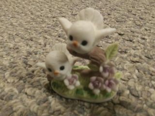 Vintage George Good Porcelain 2 Snowy Owls On Branch Figurine