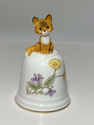 Vintage Maruri Masterpiece Collectible Bell,  Red Fox Sitting Top Of Flowers