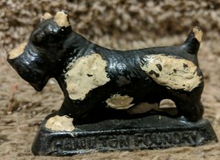 Paperweight Cast Iron Advertising Scottie Dog Hamilton Foundry Quality Castings