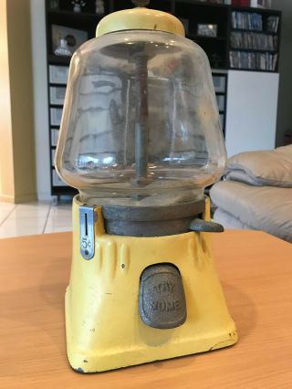 Vintage Silver King 5 Cent Gumball Machine With Key Attic Find