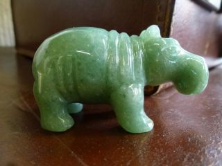 Vintage Carved Jade Chinese Hippo Statue Figurine Figure Creative Dreams Goals