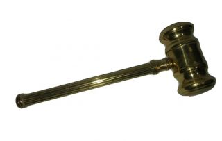 Vintage Solid Brass Gavel Judge Hammer 7inches Tall Long With Patina