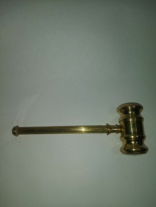 Vintage Solid Brass Gavel Judge Hammer 7inches Tall Long With Patina 3