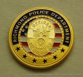 Richmond Texas Police Department Badge Challenge Coin Texas Officer Rangers