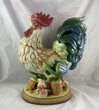 Vintage Fitz & Floyd Mediterraneo Large Ceramic Rooster Figurine 15” Inch Tall