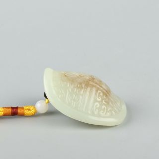 Chinese Exquisite Handmade Turtle Shell Hetian Jade Pendant
