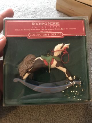 Vintage W/ Box Hallmark Christmas Ornament 1985 Rocking Horse Fifth