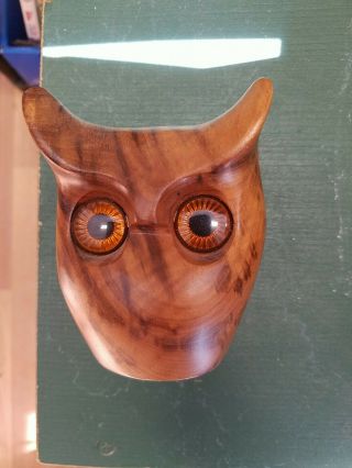 Vintage Oregon Myrtlewood Owl Figurine,  Hand Carved Wooden Owl Statue