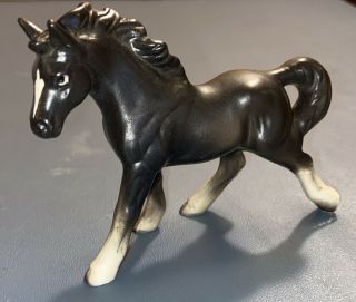 Vintage Black And White Horse Porcelain Ceramic Figurine 3 3/4” Japan
