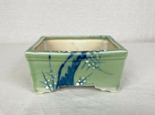 Antique Japanese Porcelain Celadon Blue And White Planter