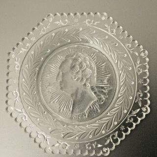 President George Washington Vtg Pairpoint Cup Plate Patriotic Kitchen Art Glass