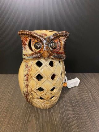 Light Up Owl Ceramic Brown And Tan