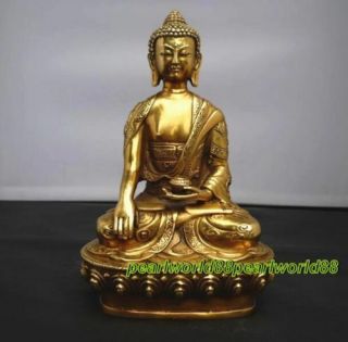 Antique Buddhis Shakyamuni Old Bronze Buddha Dragon Tathagata Statue