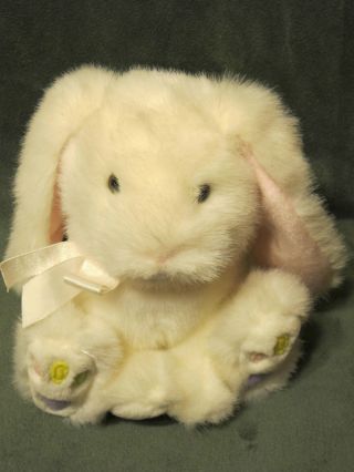 Russ Jellybean White Bunny Rabbit Pink Easter 8 " Plush Stuffed Animal Lovey Toy