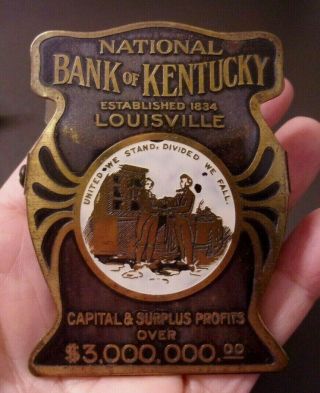 Vtg Metal Advertising Paper Clip Clamp National Bank Of Kentucky Louisville,  Ky