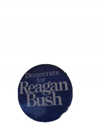 Vintage Democrats For Reagan Bush Presidential Campaign Button
