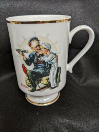 Danbury Norman Rockwell Porcelain Mug ‘ship Ahoy’ Vintage 1981 Sailor Gift