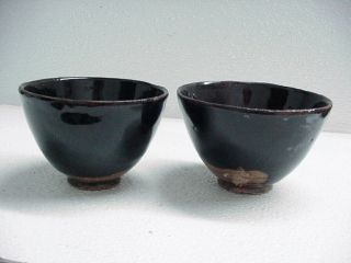 Two Antique Chinese Ceramic Song / Qing / Ming ? Period Blackware Bowl Or Cup?