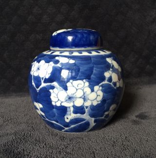 Antique Chinese Kangxi Style Blue White Prunus Porcelain Ginger Jar