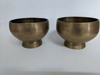 Vintage Antique Indian Solid Brass Pedestal Bowls