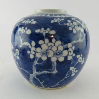 Vintage Chinese Blue & White Double Ring Marked Prunus Ginger Jar