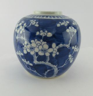 Vintage Chinese Blue & White Double Ring Marked Prunus Ginger Jar 3