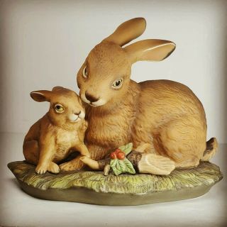 Masterpiece Porcelain Homco Home Interiors Bunny Rabbits Figurine 1979