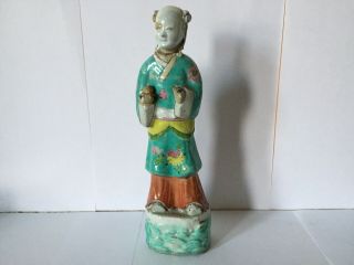 Antique Chinese Famille Rose Export Porcelain Figure Of A Lady Qianlong Period