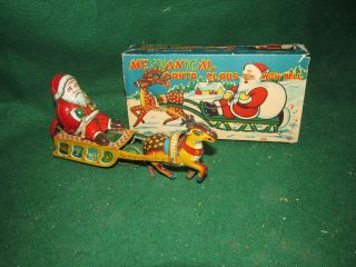 Vintage Tin Windup - " Santa Claus With Bell " - 1940 