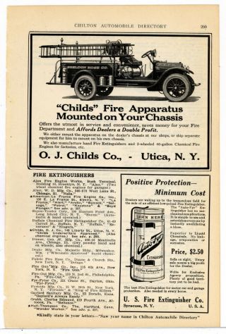1920 O.  J.  Childs Co.  Ad: Sheldon Hose Co.  F.  T.  F.  D.  - Fire Apparatus - Utica,  Ny
