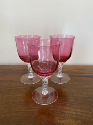 George Borgfeldt Liza Cranberry Flared Optic Water Goblet Set of 3 2