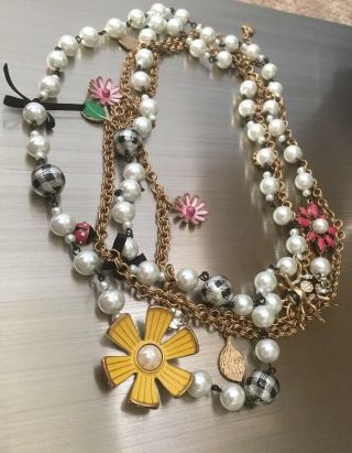 Betsey Johnson Garden Flowers Long Vintage Necklace